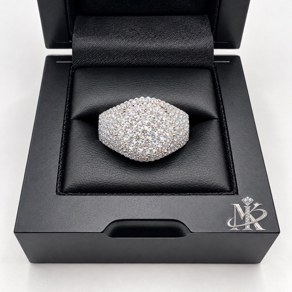 925 Sterling Silver 4.00CTW MOISSANITE Round Pave Men’s Ring Size 8,9,10 or 12